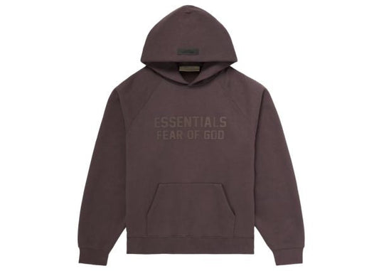 Essentials Oversized Plum Hoodie, offering a relaxed fit, rich plum color, and premium fabric for a cozy and stylish streetwear look.